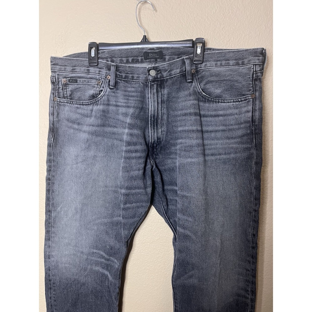 Polo Ralph Lauren Mens Jeans 40x30 Black Gray Hampton Straight Leg 100% cotton - Picture 4 of 14